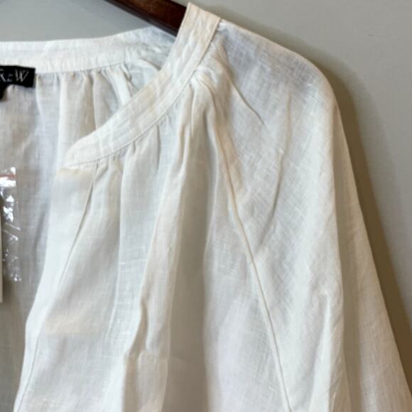 J.Crew Cabana Top Linen Shirt Breathable Date Vacation Trip Plus CI542 White 2X - Picture 4 of 16